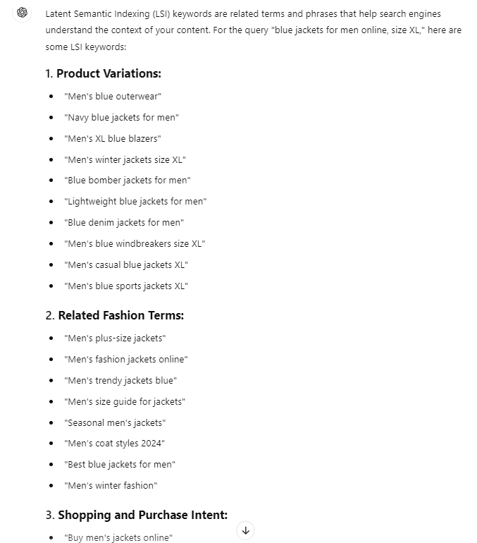 LSI keywords in ChatGPT