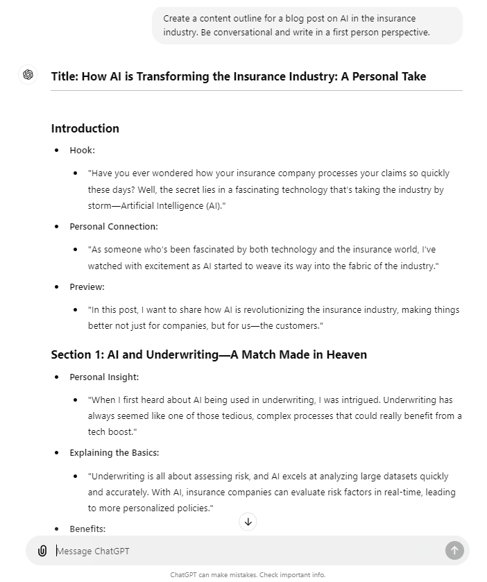 Create content outline with ChatGPT