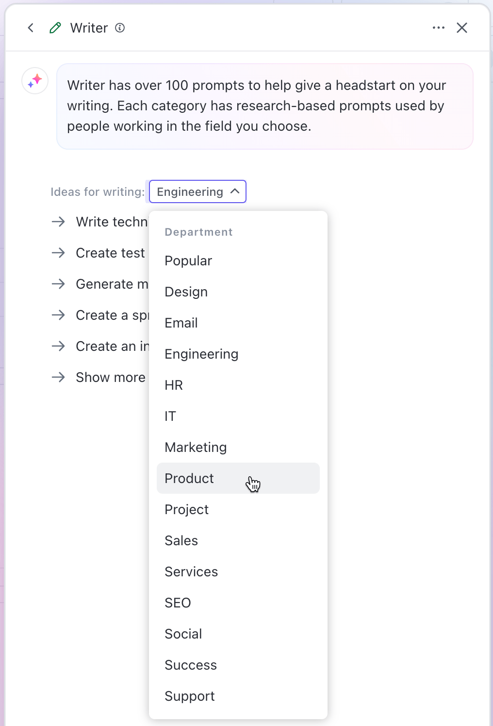 Crie conteúdo específico para a função com o ClickUp