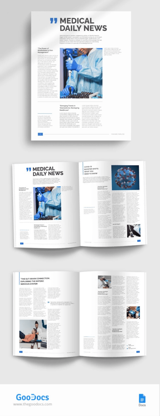 Minimalist Medical Newsletter Template : modèles de newsletter google Docs