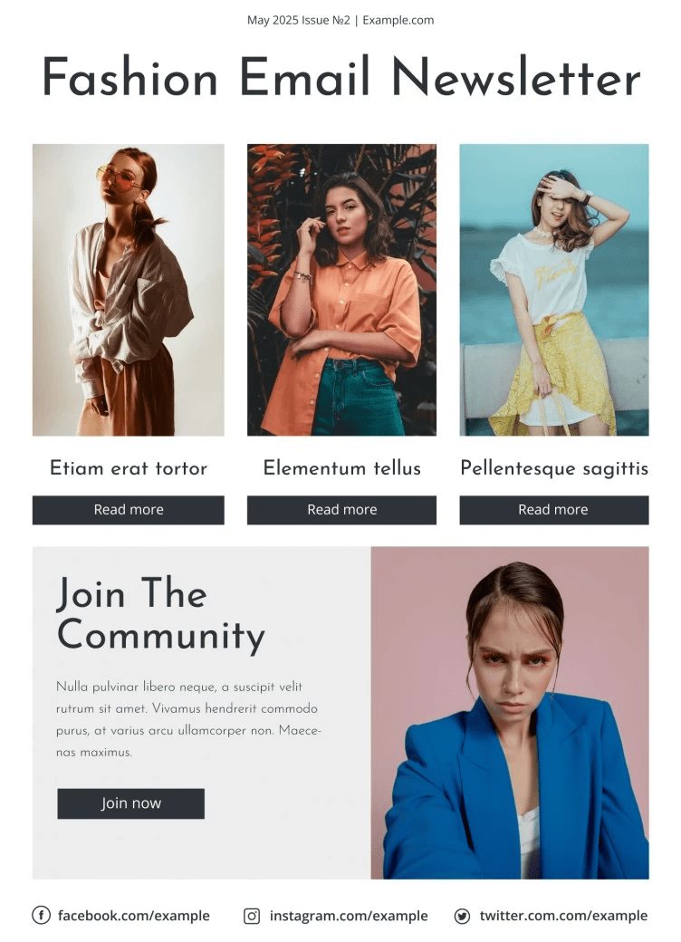 Fashion Email Marketing Newsletter Template: szablony newsletterów google docs