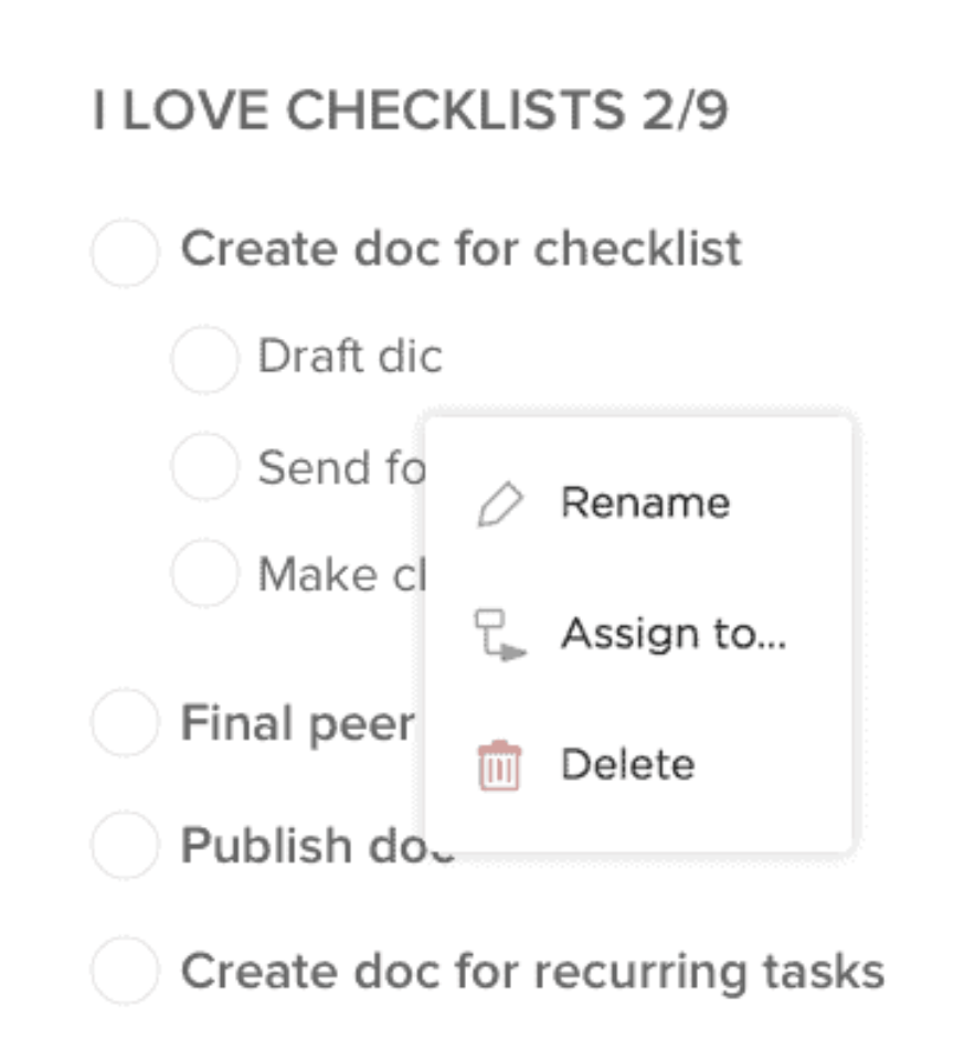 Checklists de tâches ClickUp : Checklist de création de contenu