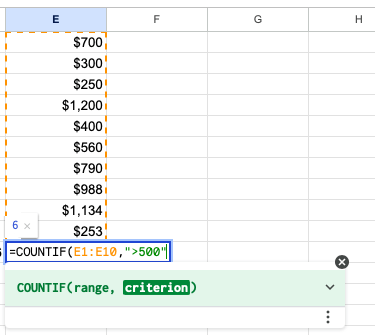 조건부 카운팅(COUNTIF) Google 스프레드시트 치트 시트