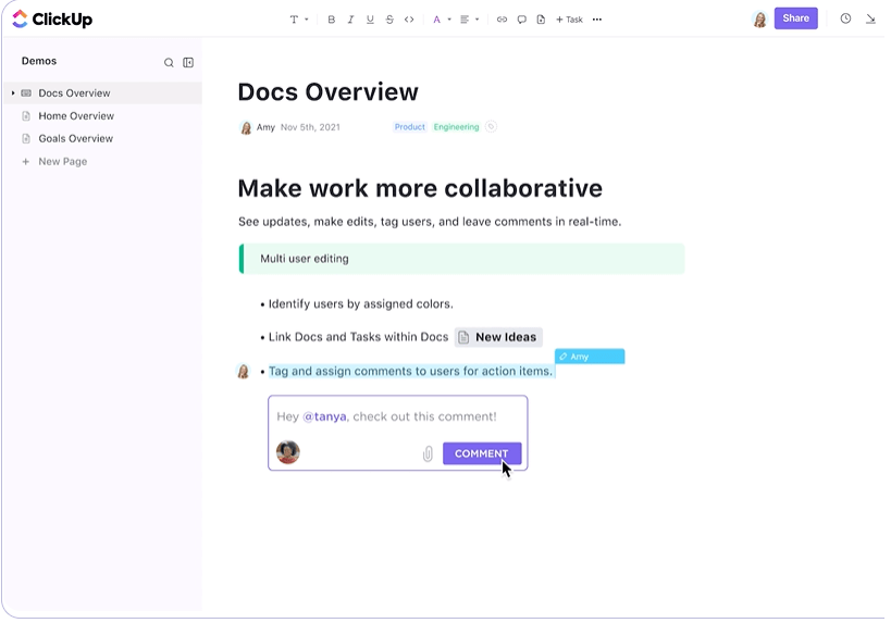 ClickUp Docs: Areas of Improvement at work