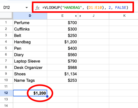 Consulta de valores (VLOOKUP): folha de dicas do Google Sheets