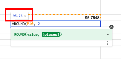 Membulatkan angka (ROUND): lembar contekan lembar kerja google