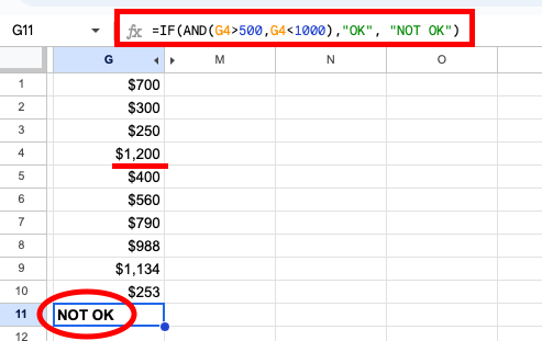 Kombinieren von IF mit AND/OR: Google Tabellen Spickzettel