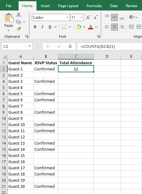 Counting non-blank cells [COUNTA]