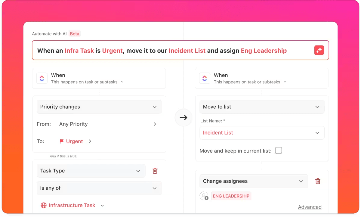 ClickUp AI automatisering: Google Spreadsheets automatisering