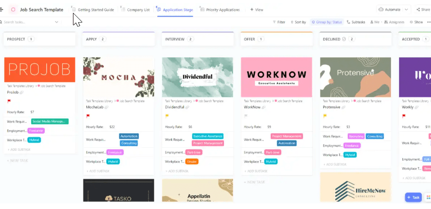 ClickUp Job Search Template