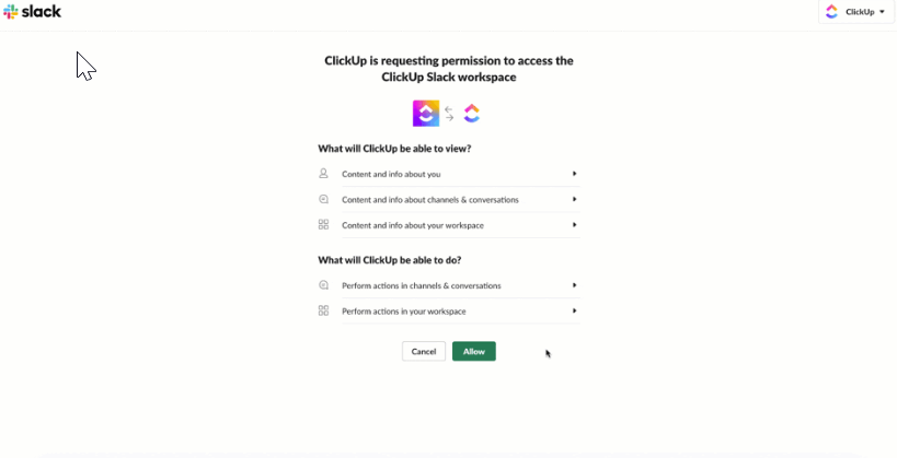 Integración de ClickUp Slack: mensaje de programación de Slack