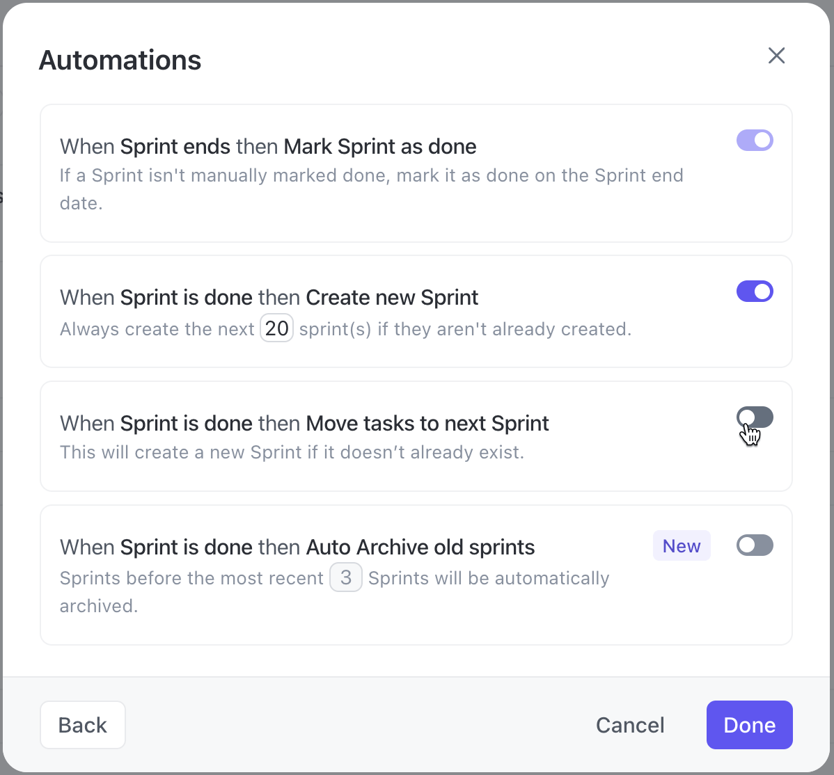 ClickUp's Sprint Automatisierungen