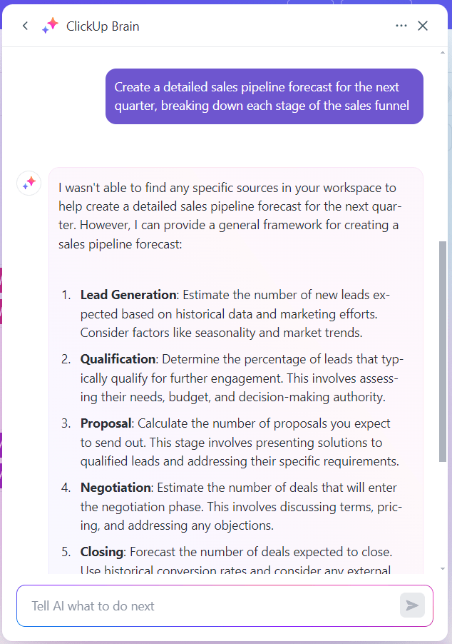 Practice customized personality interview questions with ClickUp Brain as you learn how to explain job hopping in an interview