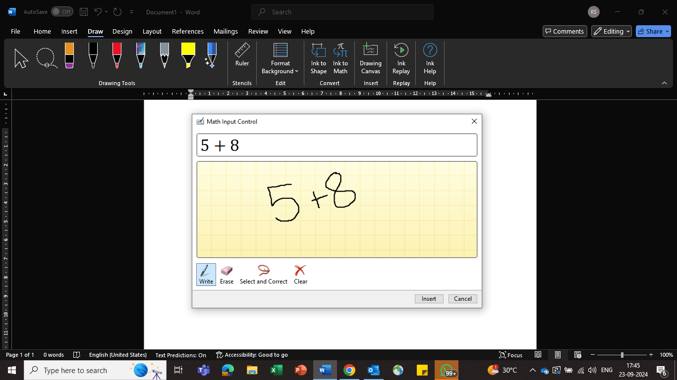 Cómo dibujar en Word - Convertir tinta en figura o matemáticas