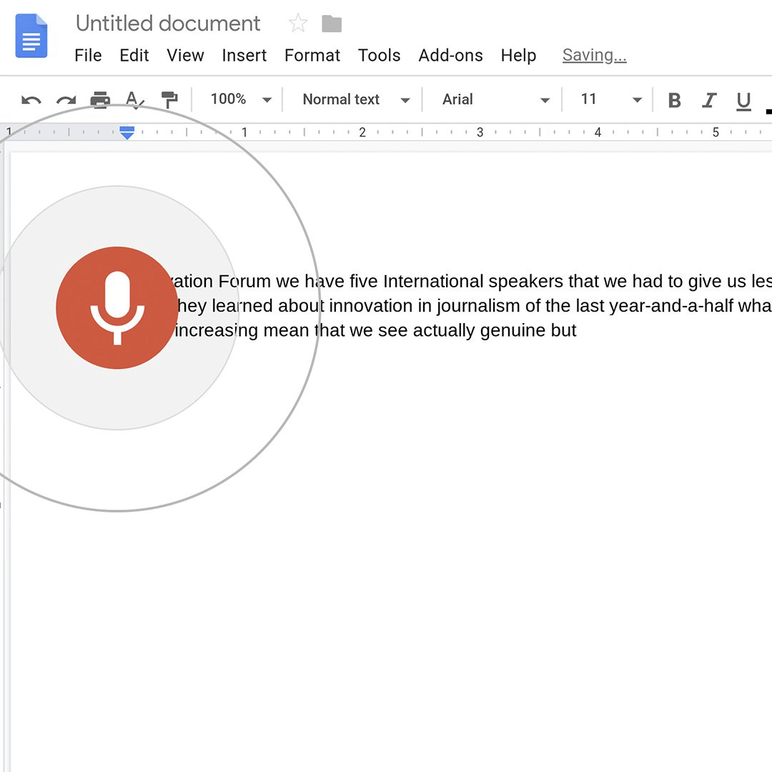 Voice typing in Google Docs