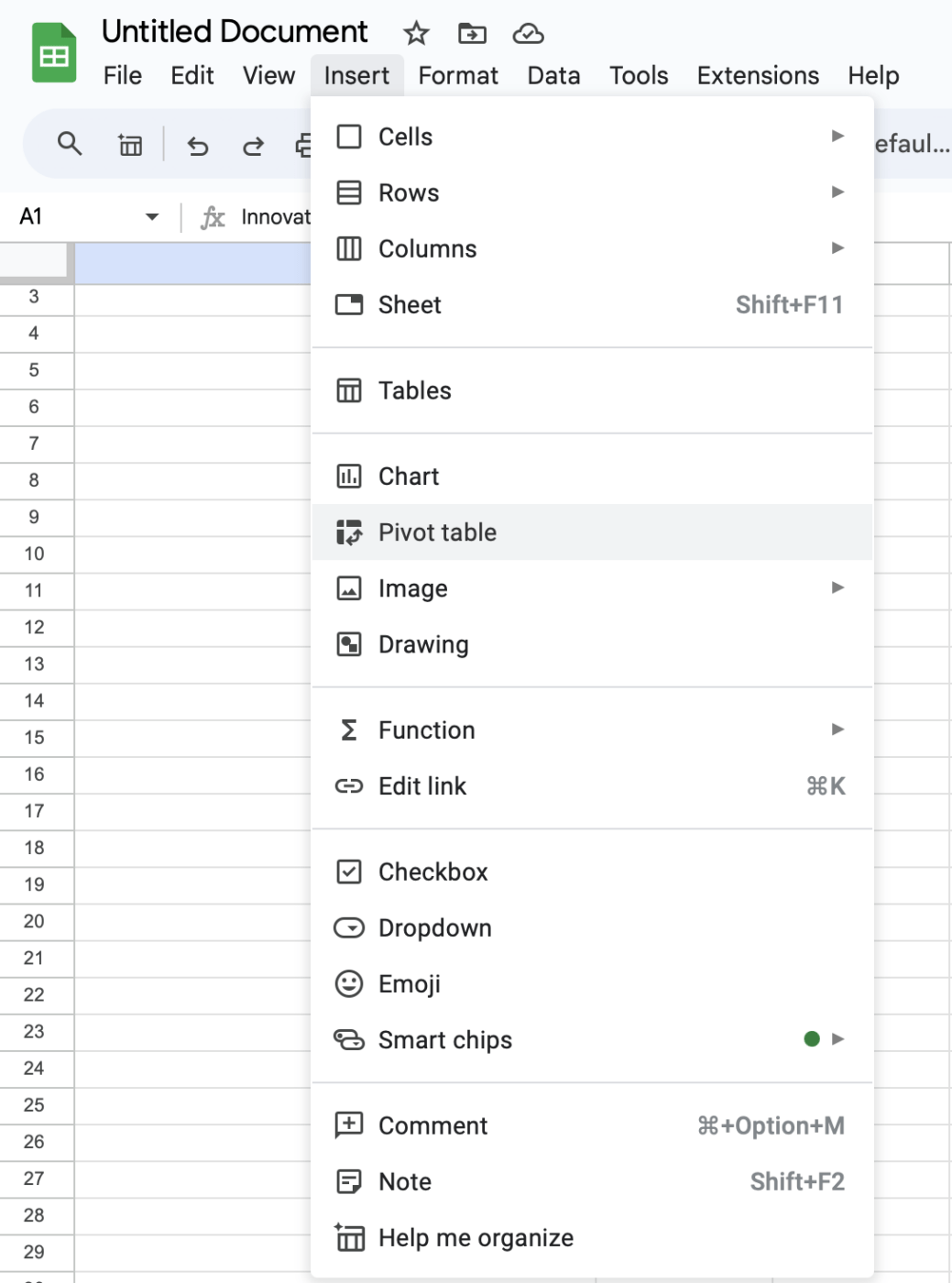 Sheets' pivot tables