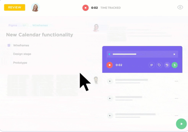how to make virtual meetings more interactive: Track time with ClickUp’s Time Tracking