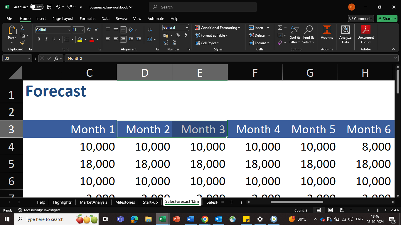 Select and merge cells