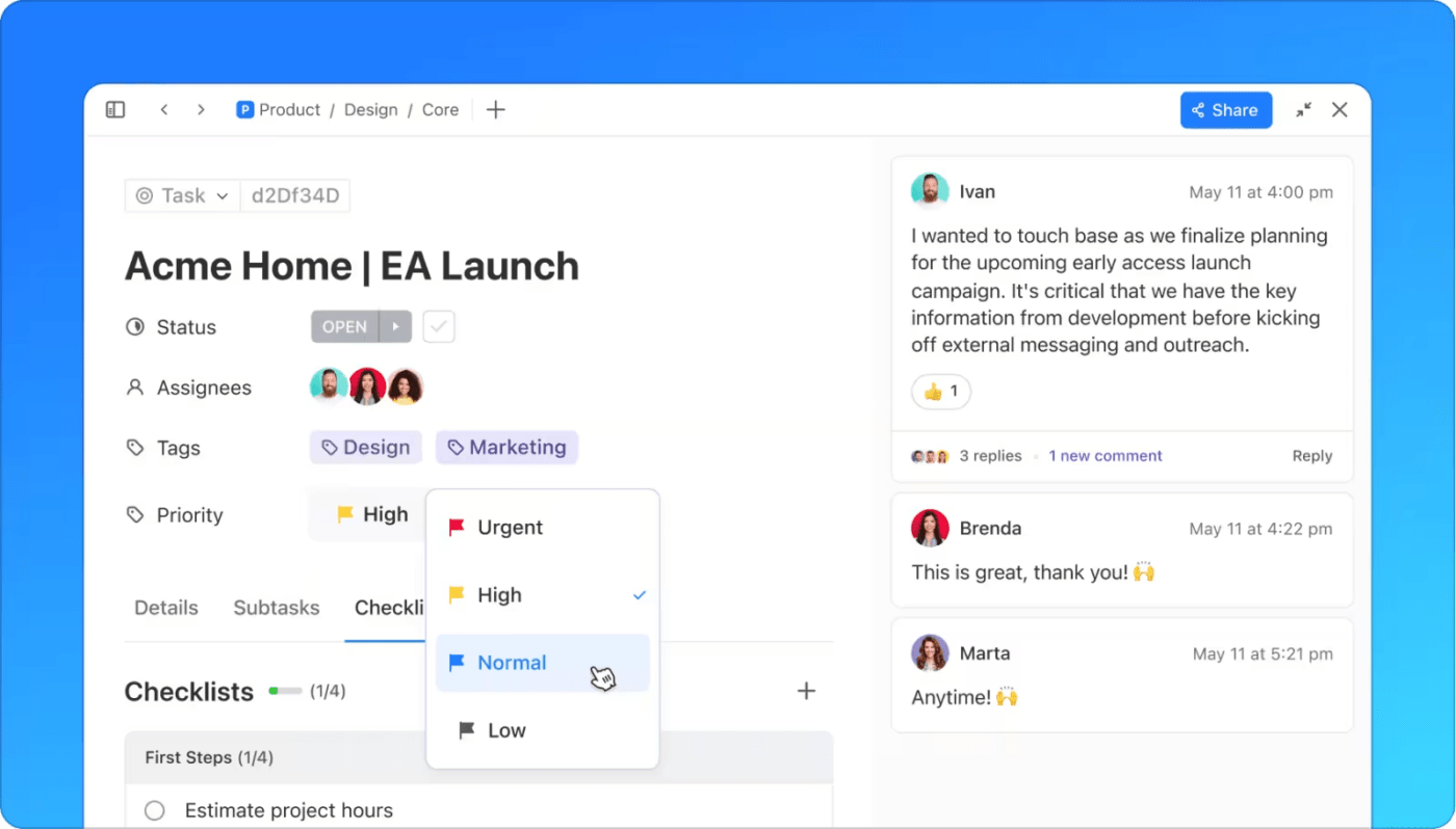 ClickUp Tasks: sbi feedback model 