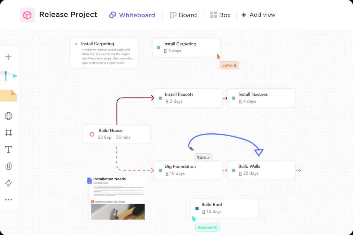 ClickUp Whiteboards: value proposition example