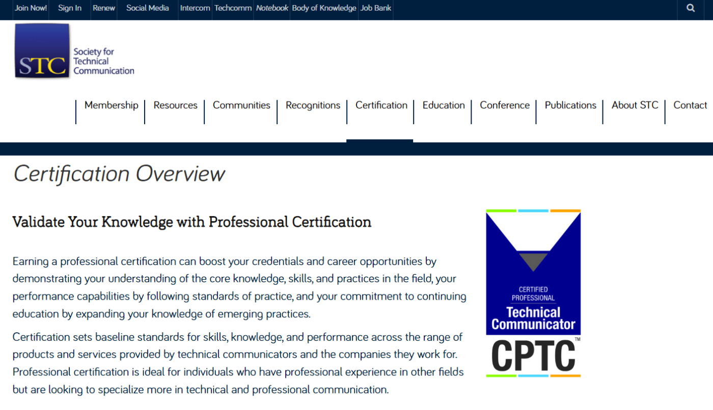 Certified Professional Technical Communicator
technical writing certifications