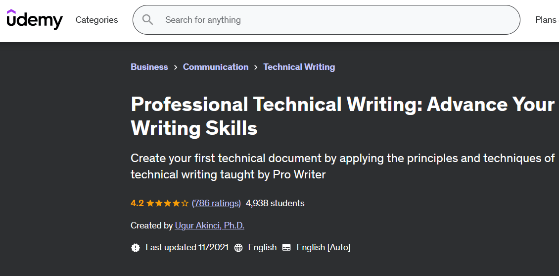 Professional Technical Writing Certification