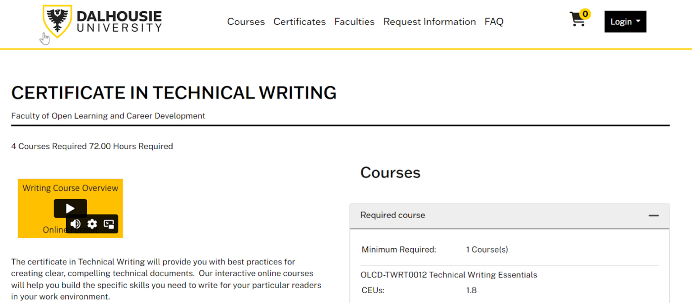 Certificate in Technical Writing
technical writing certifications