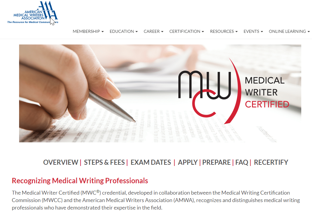 Sertifikasi penulisan teknis Medical Writer Certified (MWC)