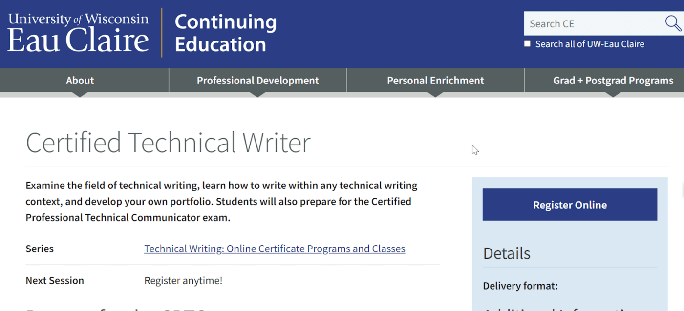 Certified Technical Writer
technical writing certifications