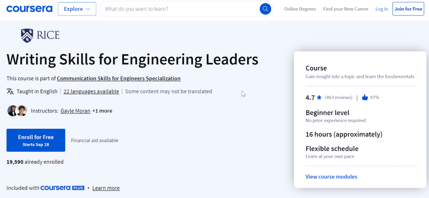 Kursus Sertifikasi Penulisan Teknis Coursera