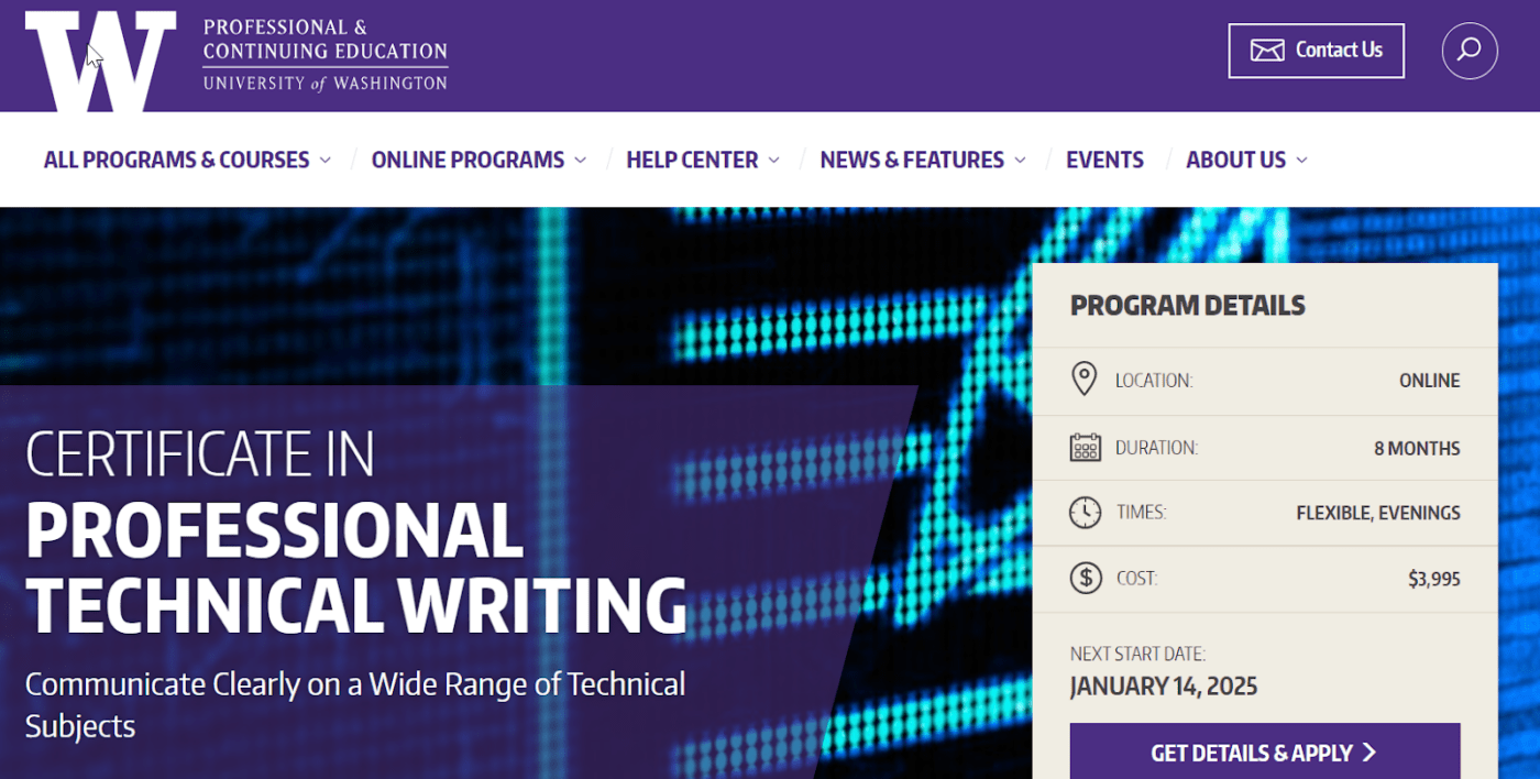 Certificate in Professional Technical Writing