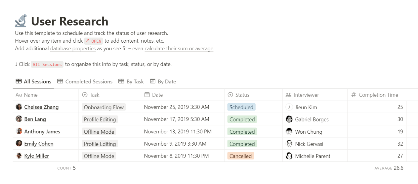 The Notion User Research Template