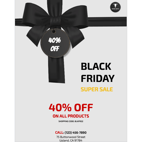 The Black Friday Black Ribbon Sale Flyer Template