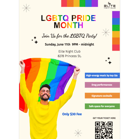 Szablon ulotki wydarzenia Pride Block Meetup: szablon ulotki google docs