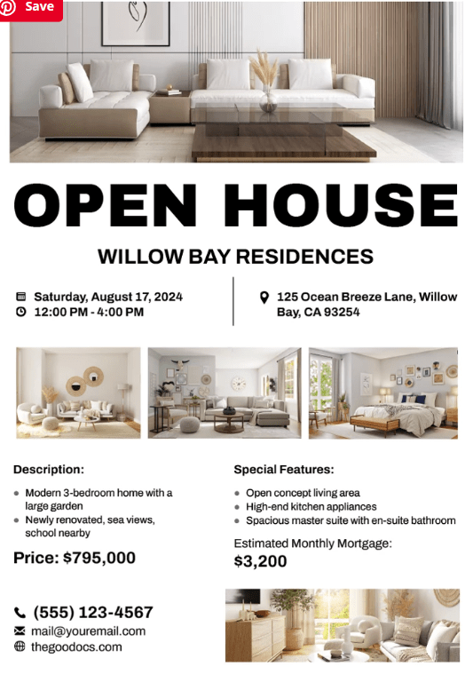 The Open House Flyer Template: google docs plantilla de folleto