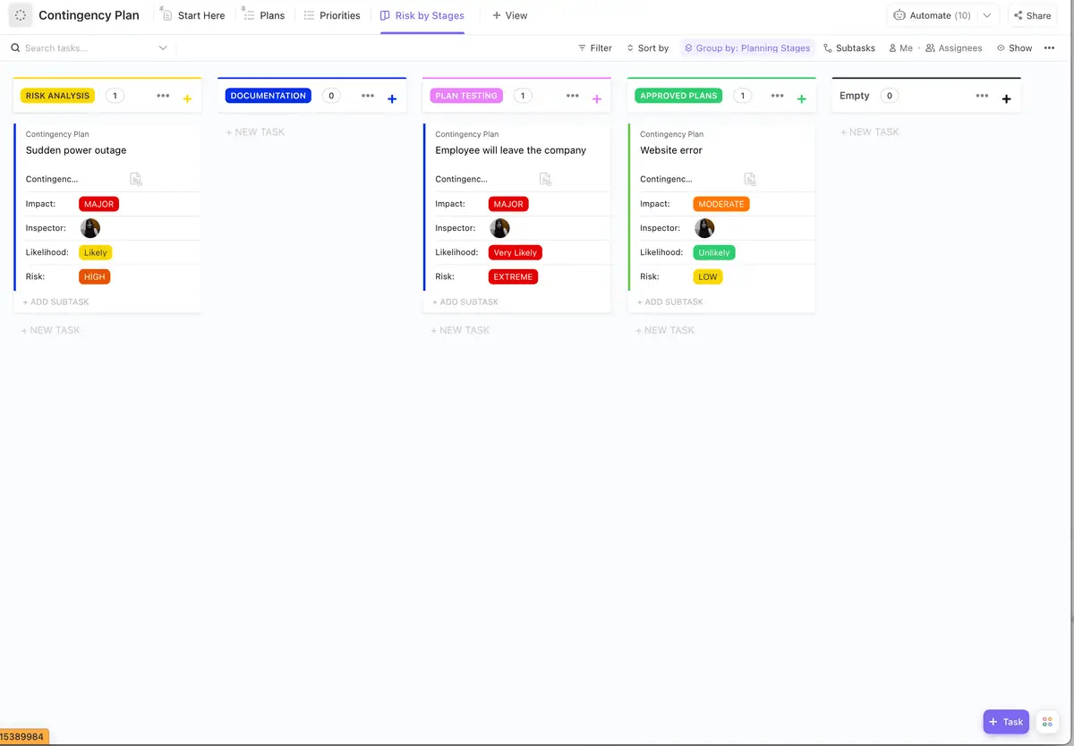 ClickUp Contingency Plan Template 