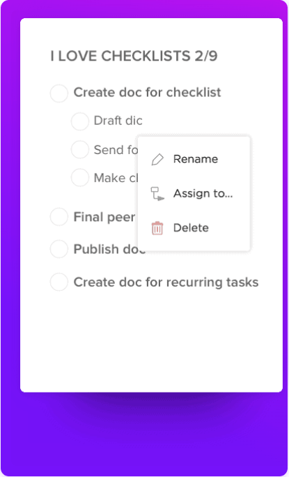 ClickUp-taak Checklists