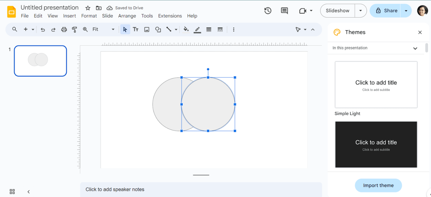 Position the circles