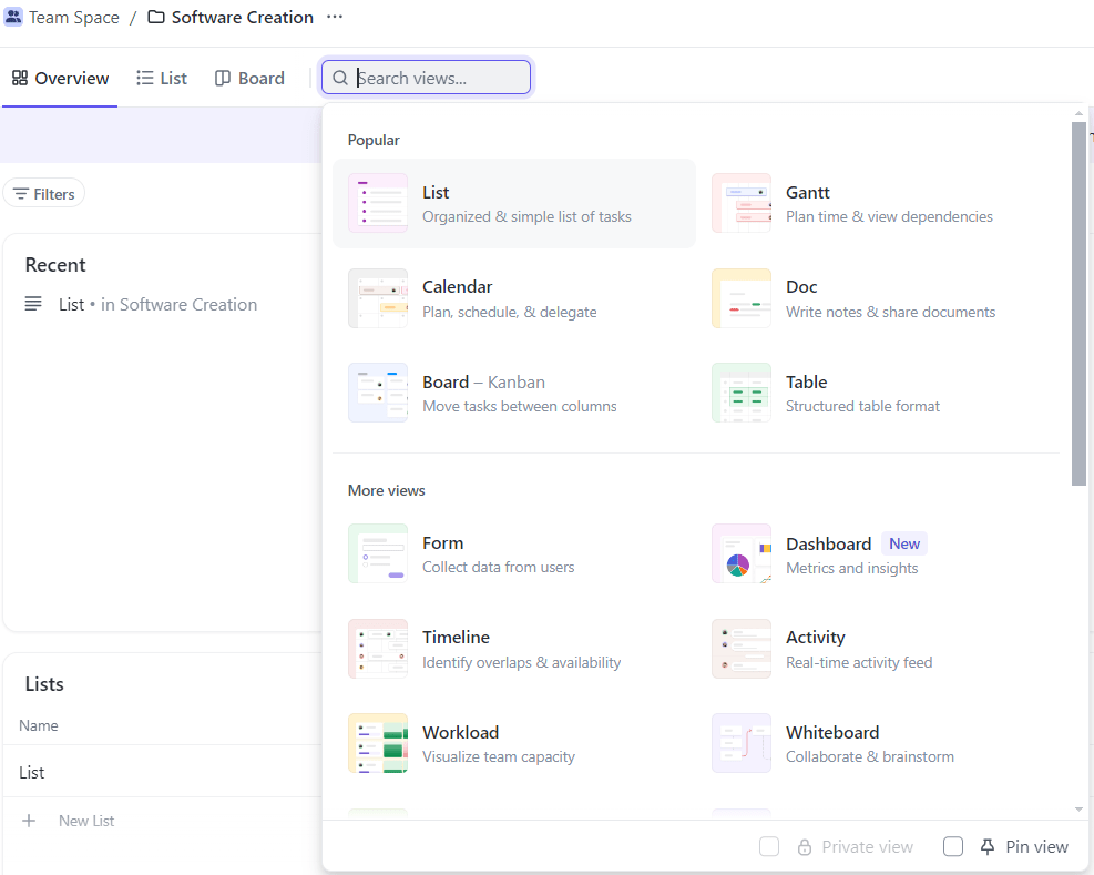 Visualisierung von Aufgaben in der ClickUp Gantt-Diagramm-Ansicht