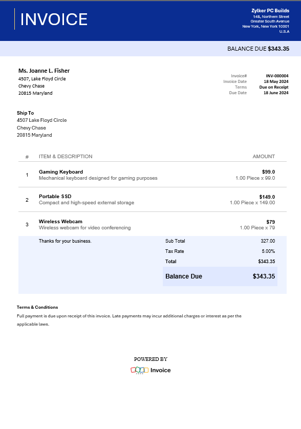 Zoho Invoice Invoice Templates Word