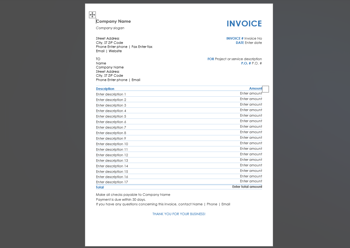 Invoice Templates Word: Service Invoice Template by Microsoft 365