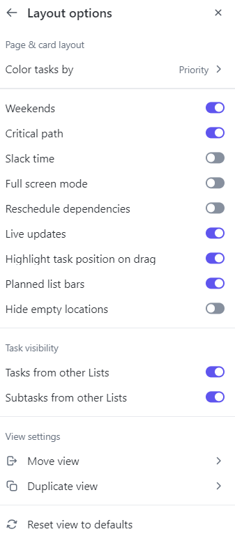 Grouping tasks and adding custom fields in ClickUp Gantt chart