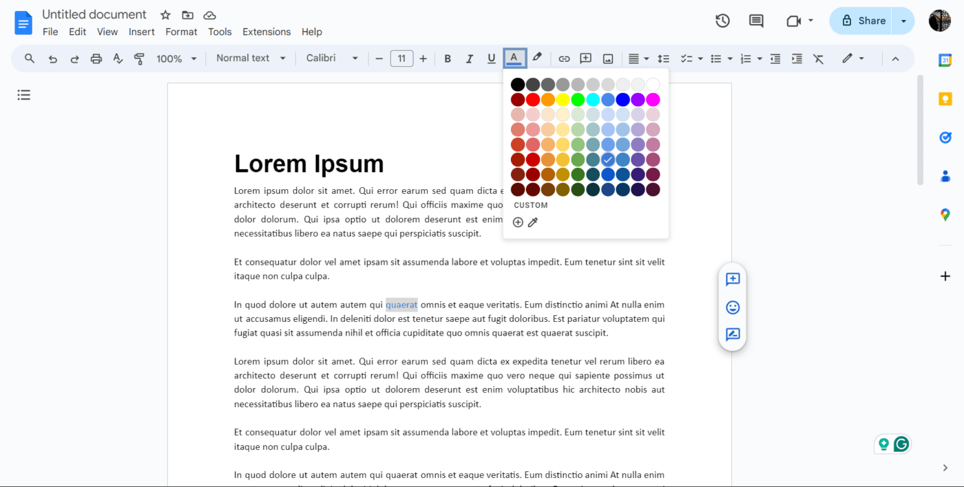 How to customize Google Docs by changing text colour