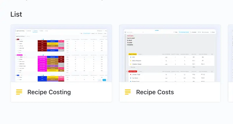 ClickUp Recipe Template