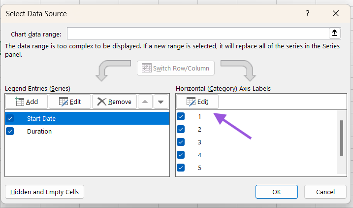 Add task descriptions to make a Gantt chart in Excel