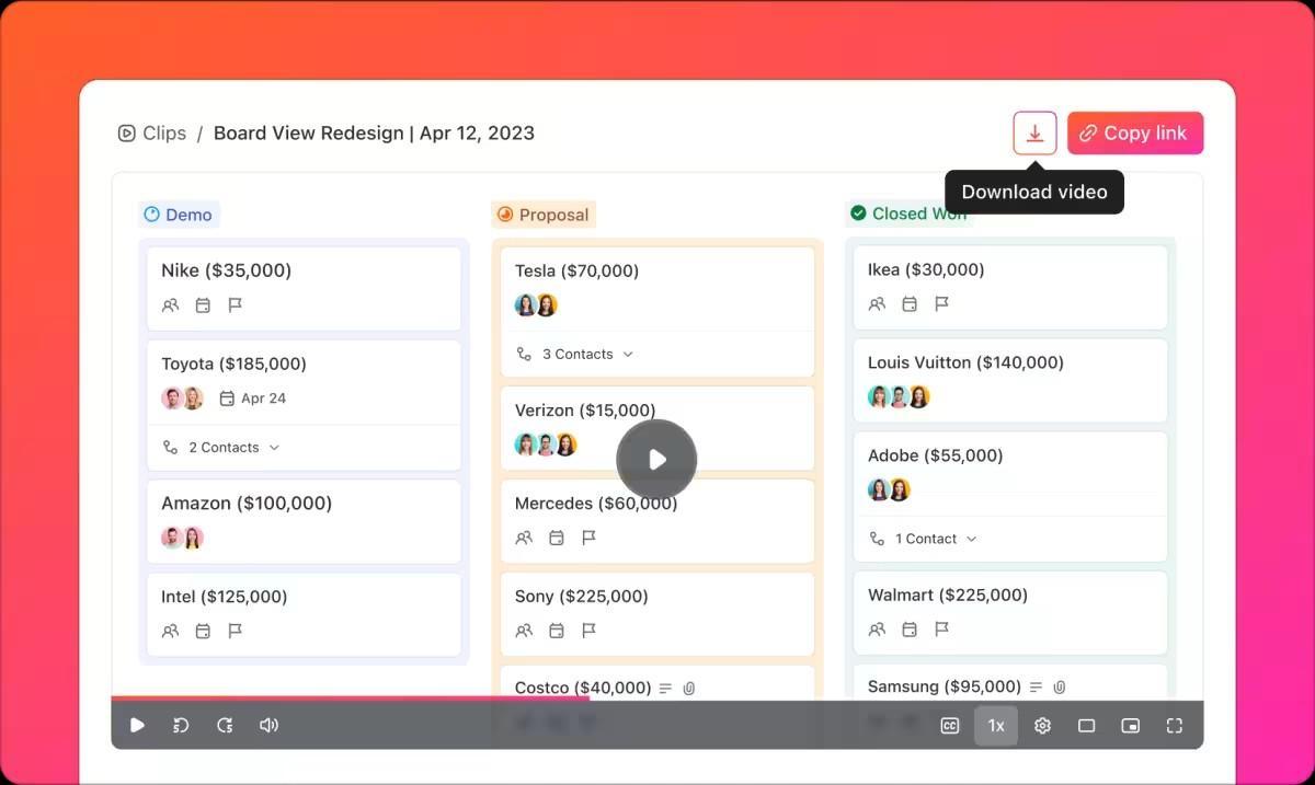 Record and share screens with team members in the ClickUp Clips