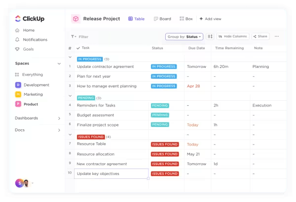 ClickUp Table View