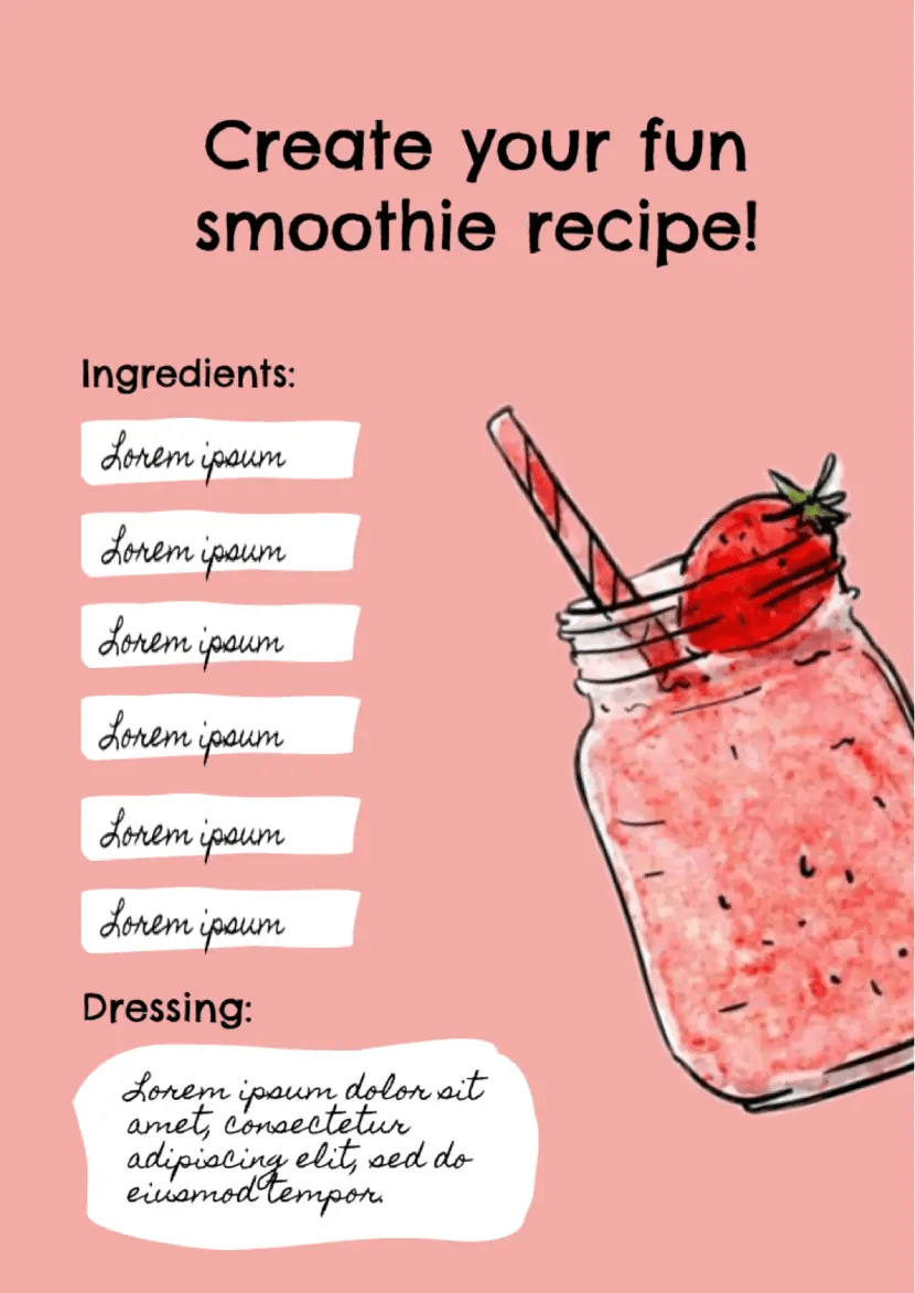 Fun recipe template Google Docs