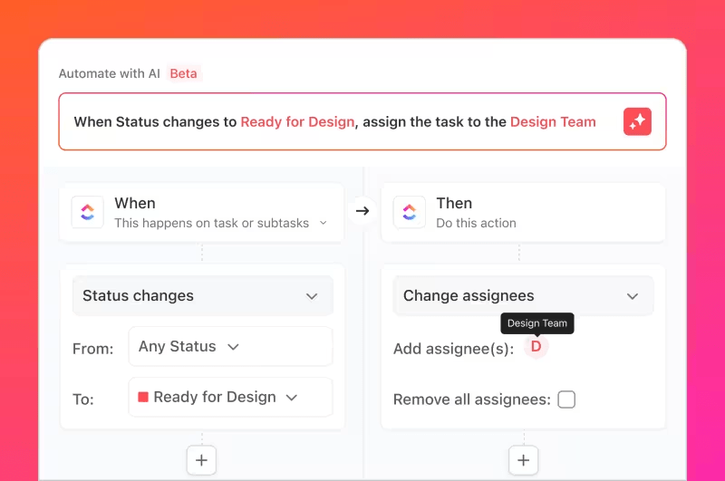 Automatize os fluxos de trabalho de TI com o ClickUp Automations