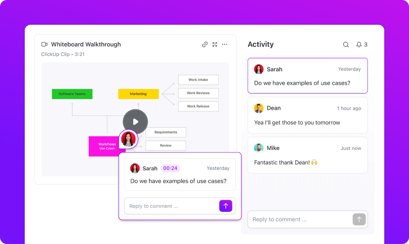 Utilice ClickUp Clips para crear un vídeo personalizado